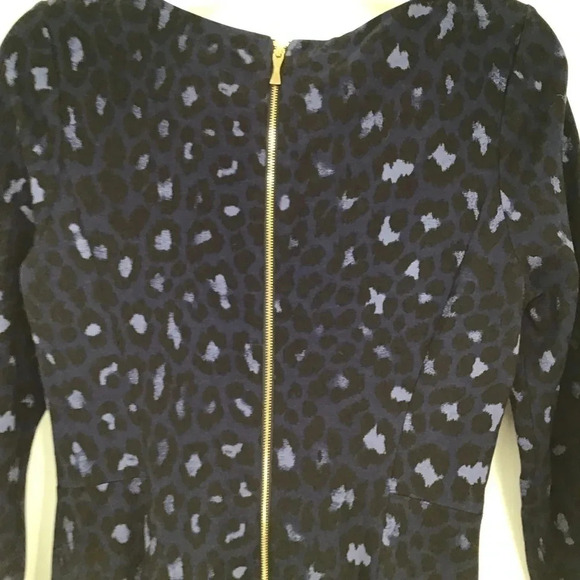 Kate Spade Brooke Street Blue/Black Leopard Ponte Dress 3/4 Sleeve Size 6 - Picture 5 of 10